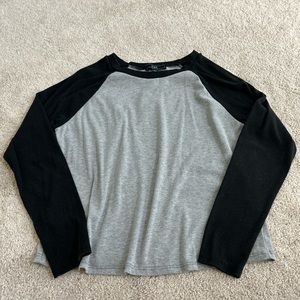 grey and black long sleeve
